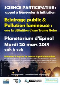 Conférence - Eclairage public et pollution lumineuse. Le mardi 20 mars 2018 à EPINAL. Vosges.  20H00